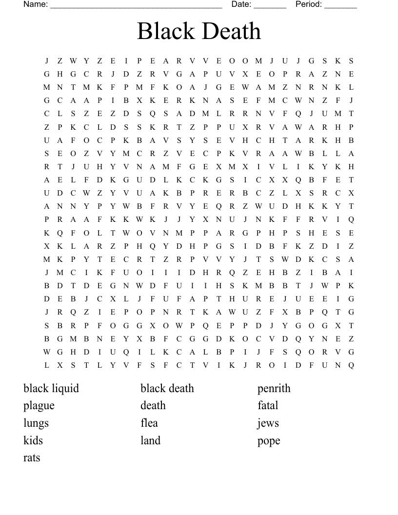 Black Death Word Search