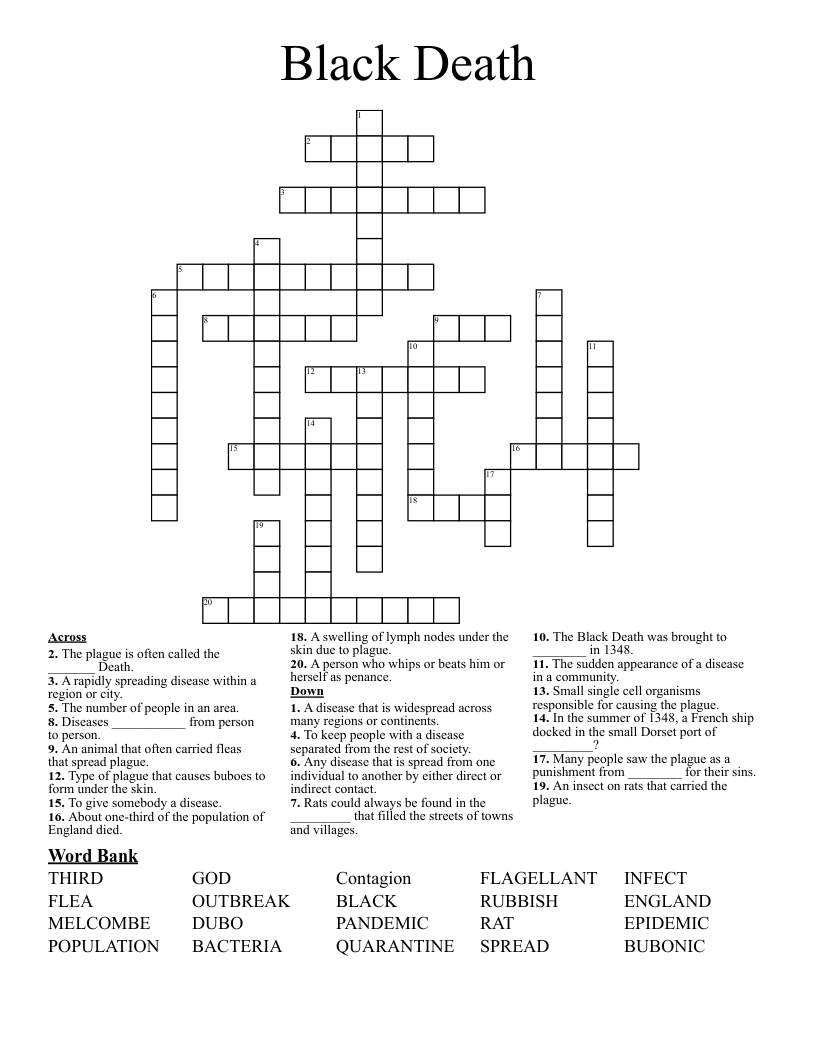 Black Death Crossword