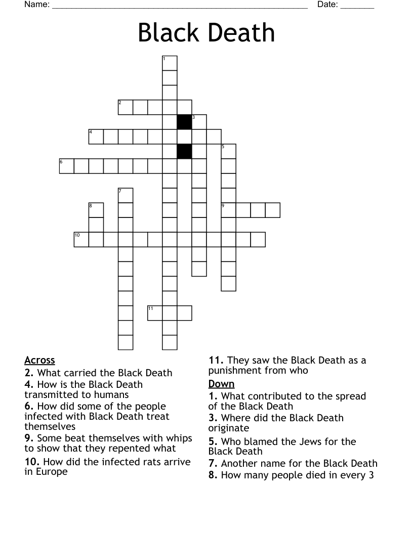 Black Death Crossword