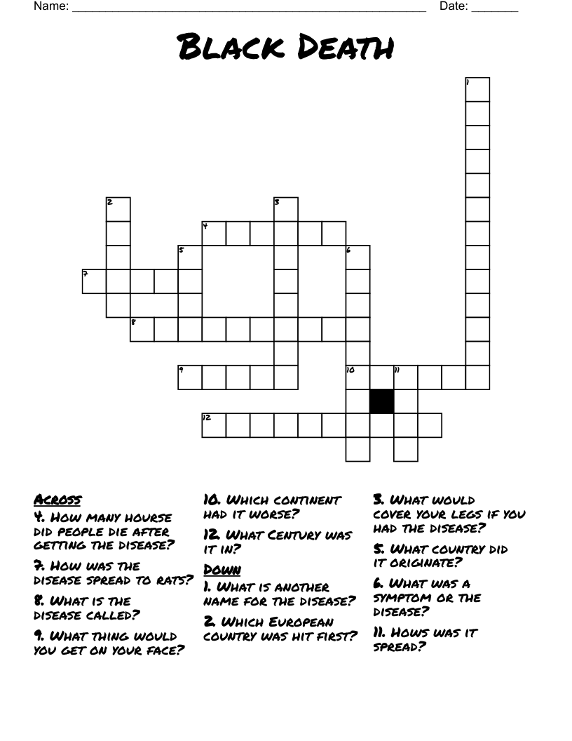Black Death Crossword