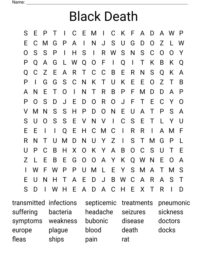 Black Death Word Search