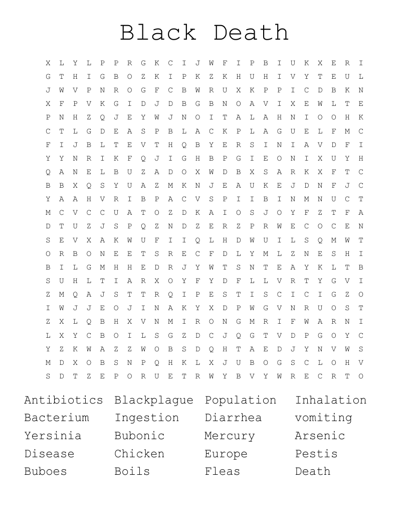 Black Death Word Search