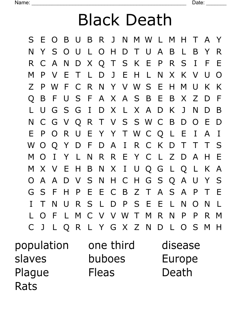 Black Death Word Search