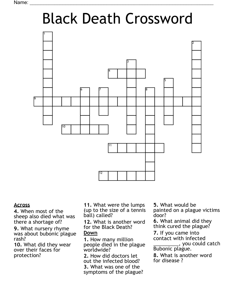 Black Death Crossword