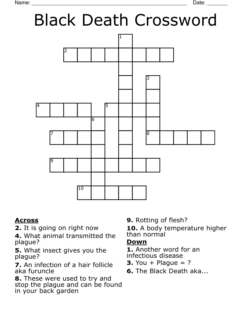 Black Death Crossword