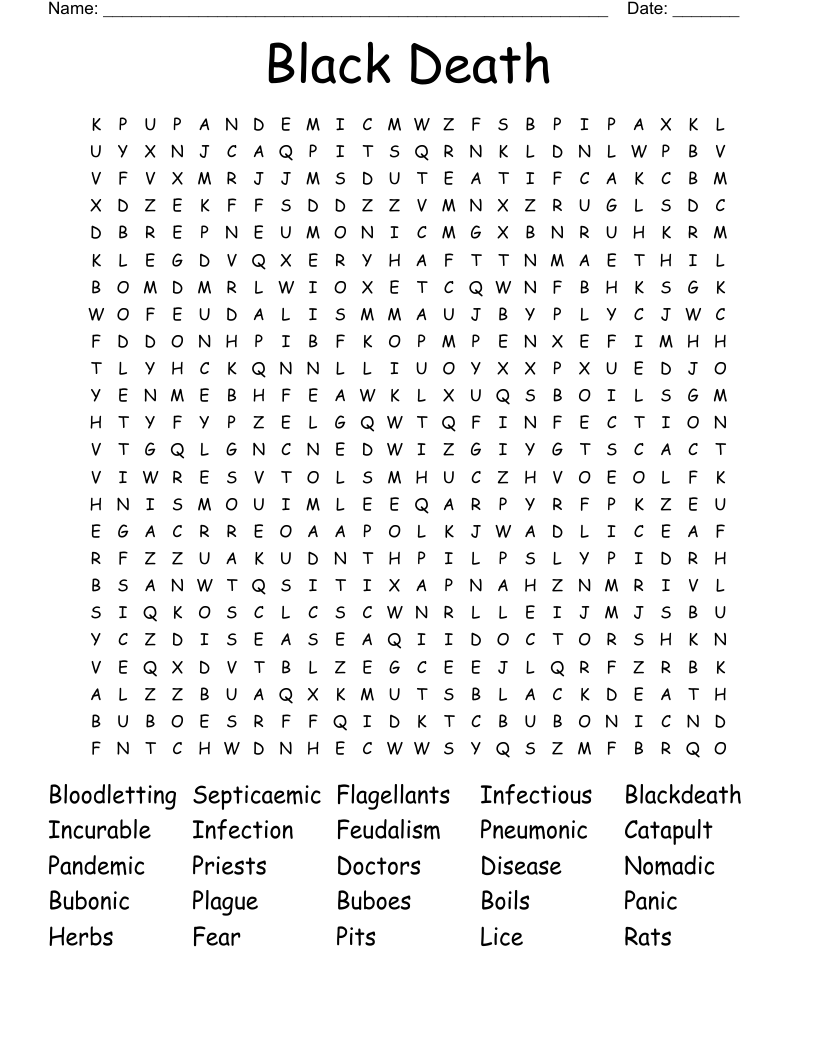Black Death  Word Search