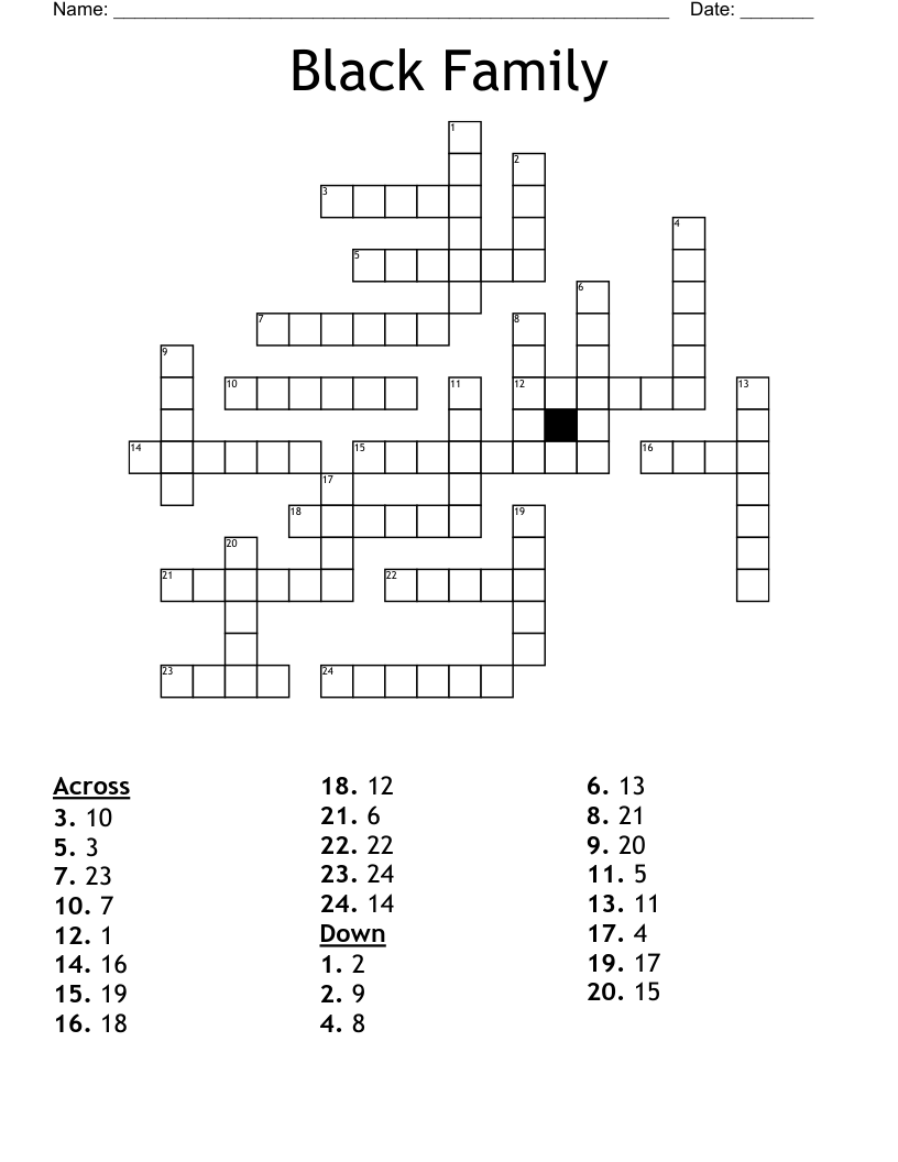 Black Family Crossword