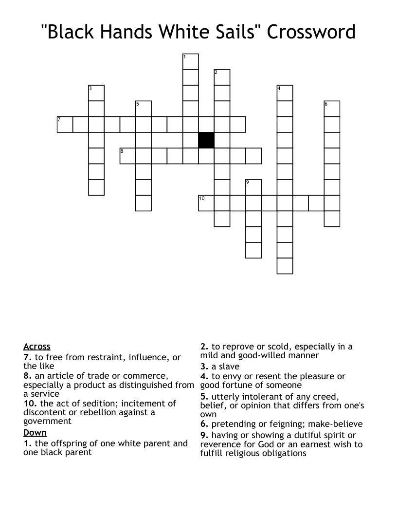 "Black Hands White Sails" Crossword