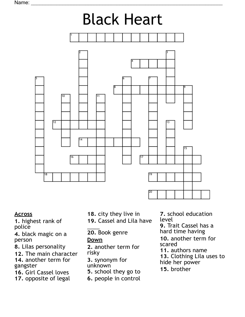 Black Heart Crossword