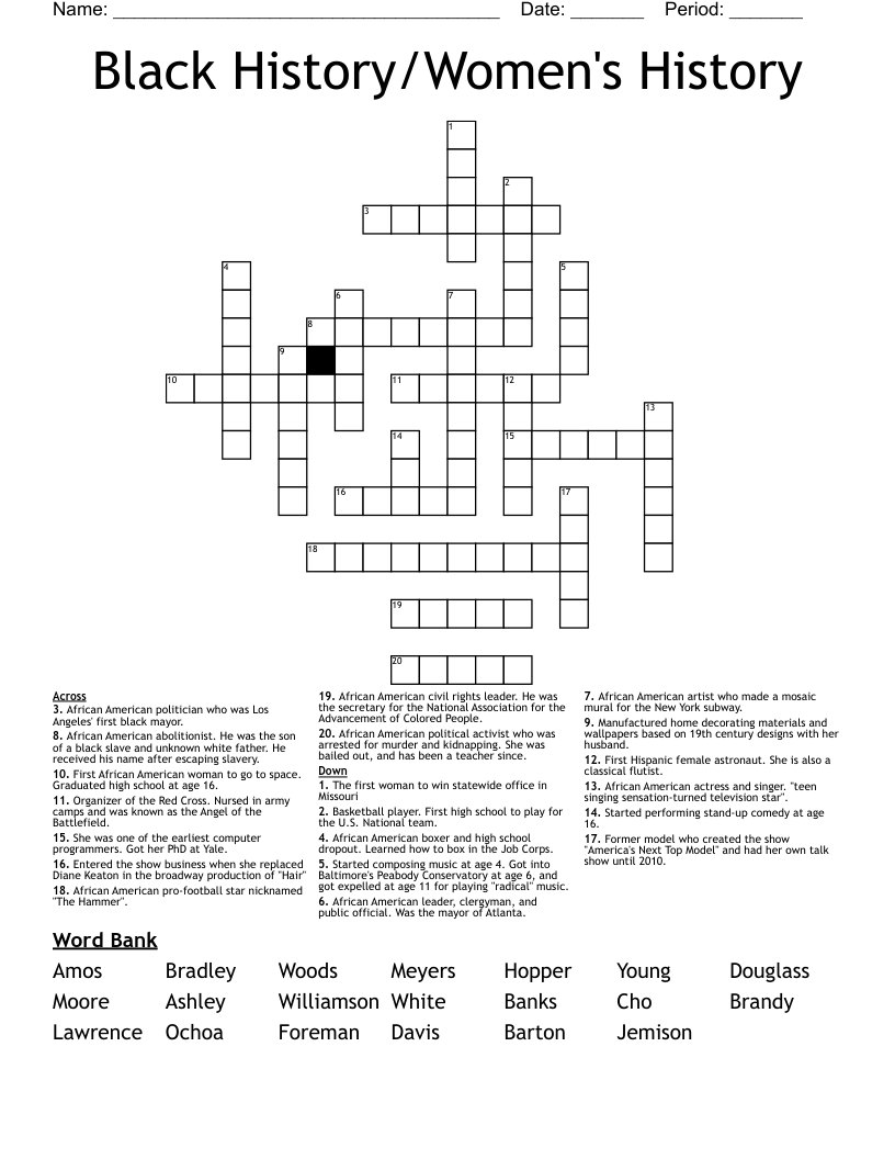Black History/Women's History Crossword