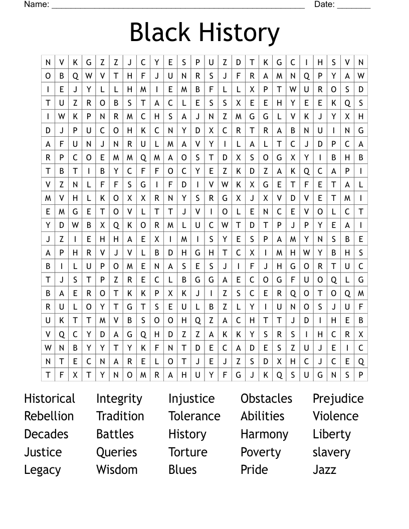 Black History Word Search