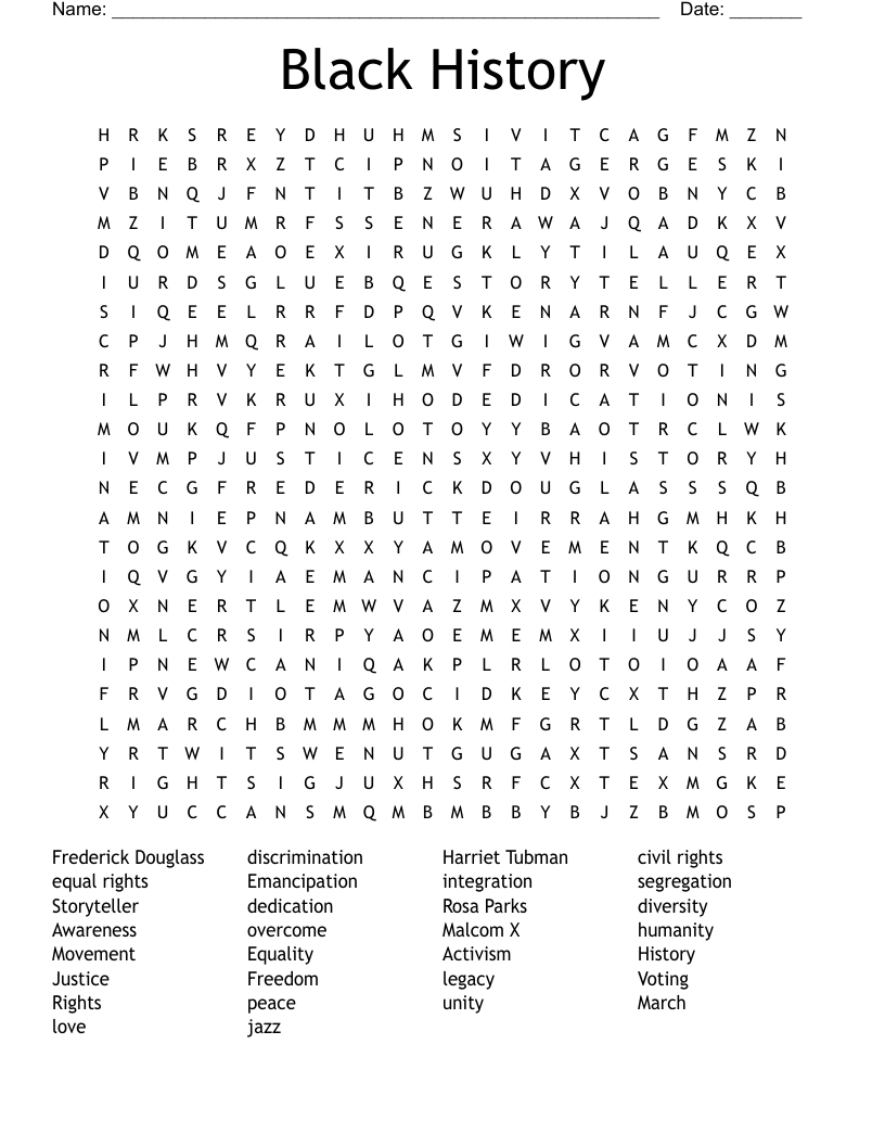 Black History Word Search