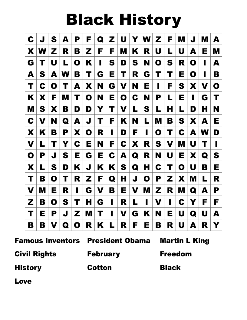Black History Word Search