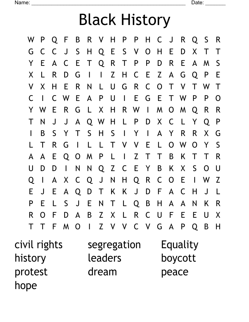 Black History Word Search