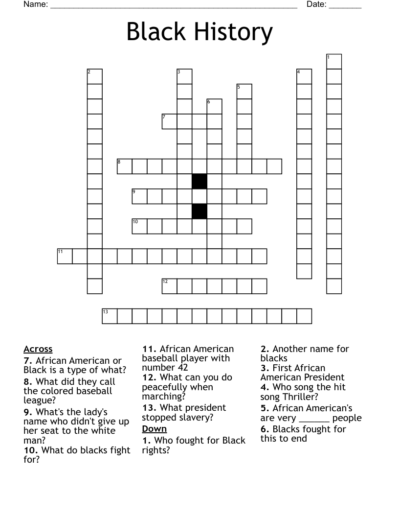 Black History Crossword
