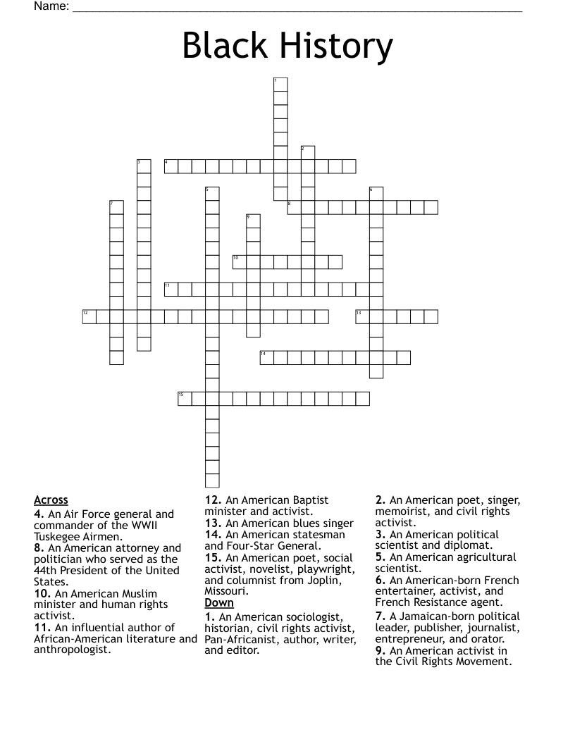 Black History Crossword