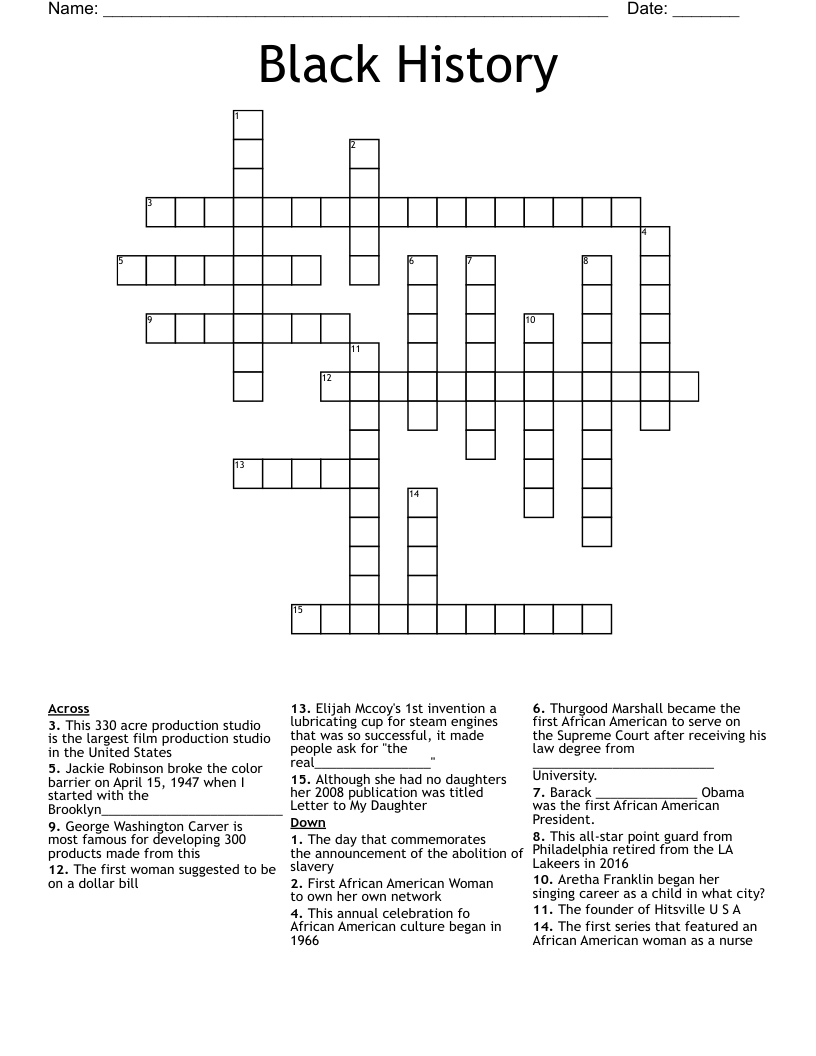 Black History Crossword
