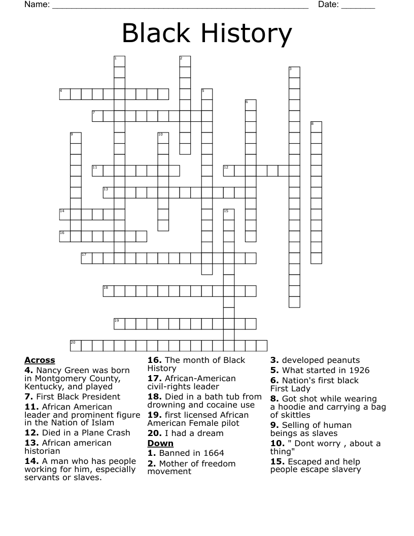 Black History Crossword