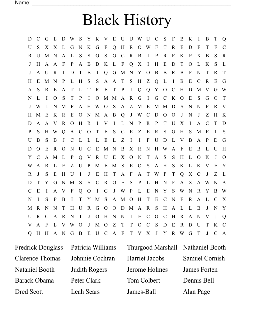 Black History Word Search