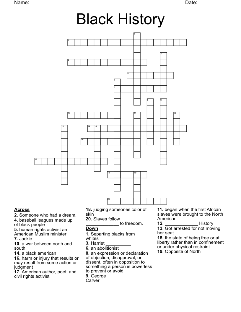 Black History Crossword