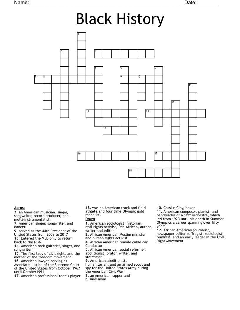 Black History Crossword