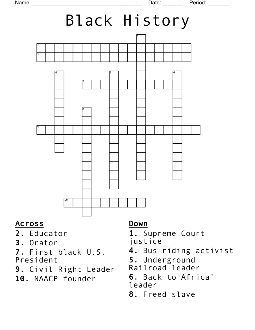 Black History Crossword