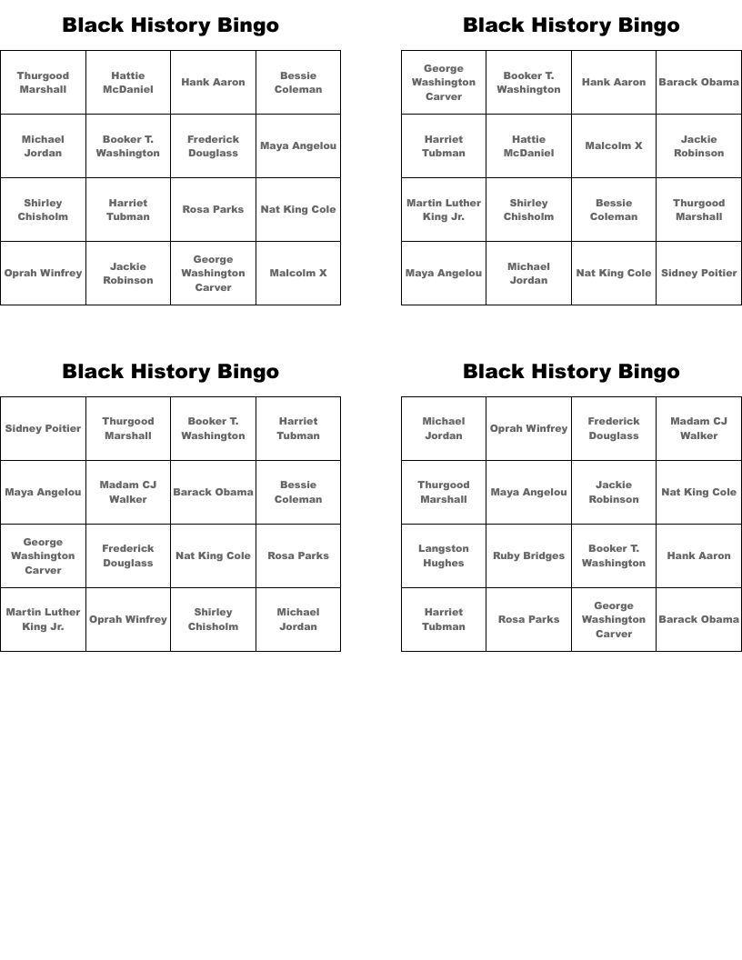 Black History Bingo