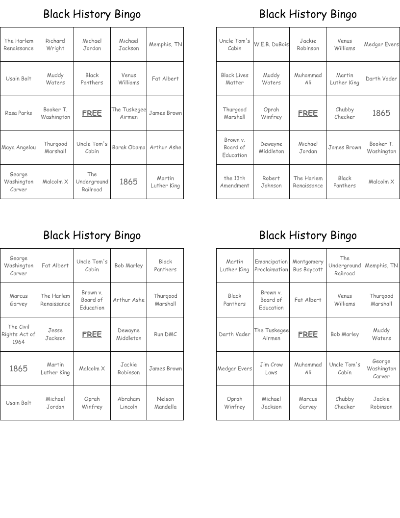 Black History Bingo
