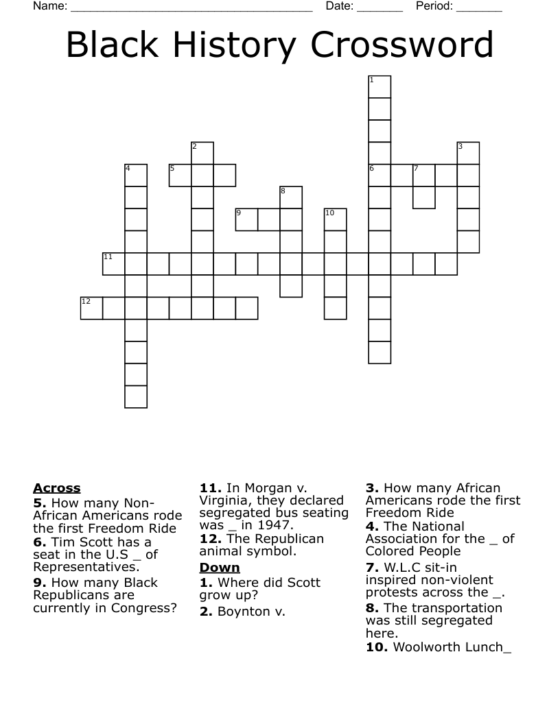 Black History Crossword