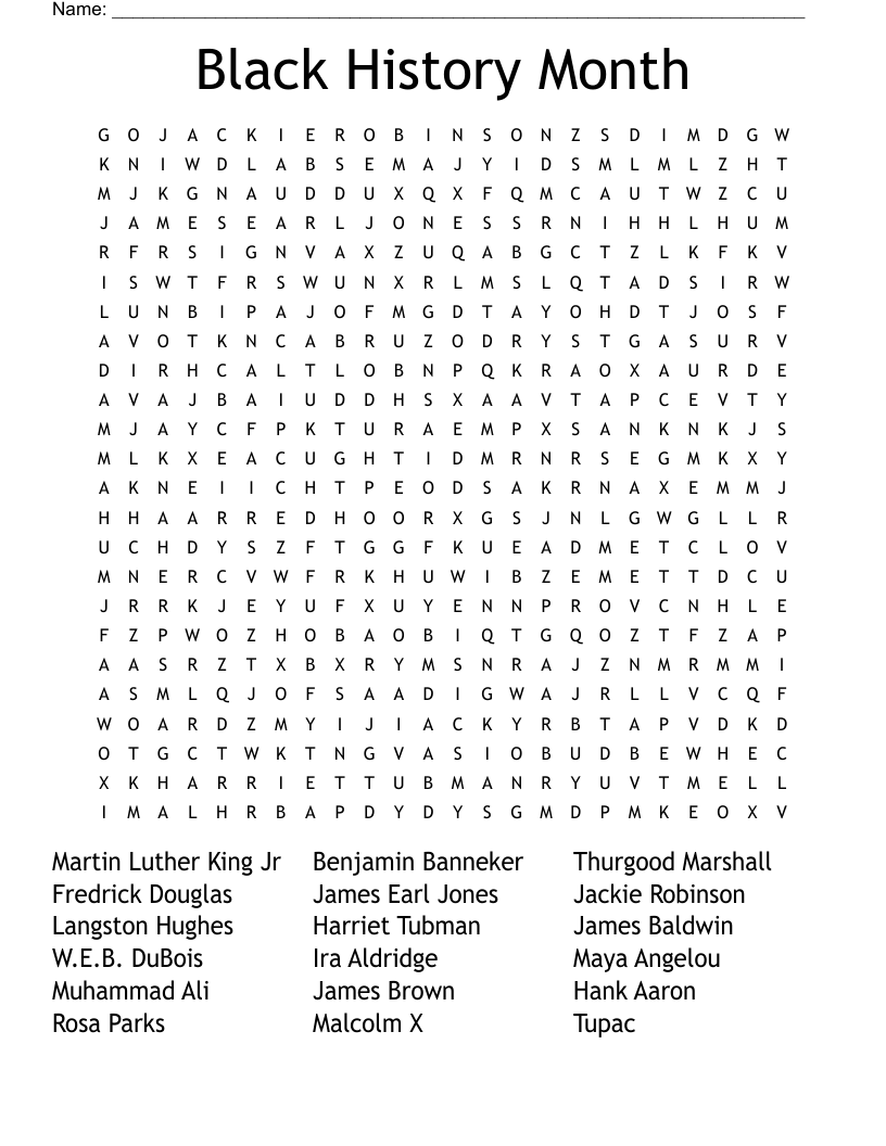 Black History Month Word Search