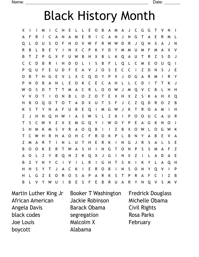 Black History Month Word Search