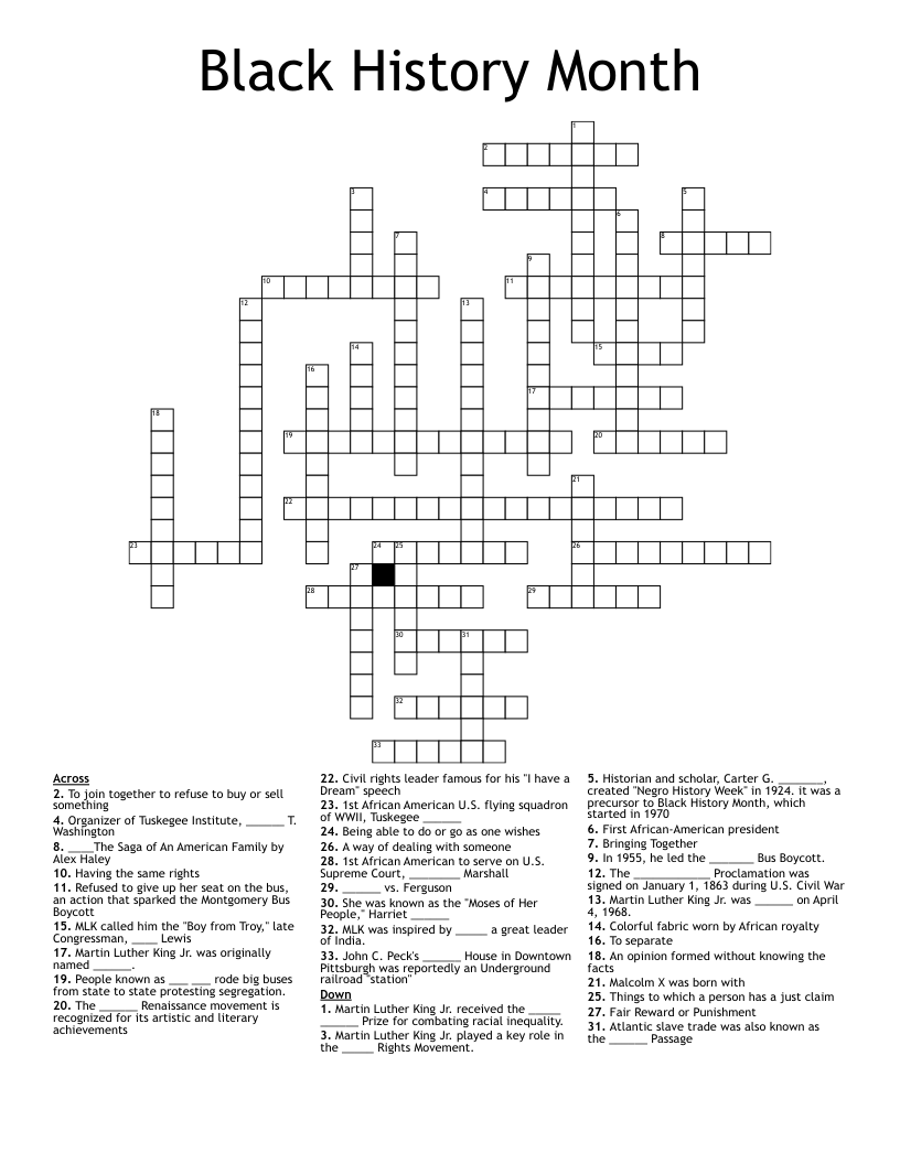 Black History Month Crossword