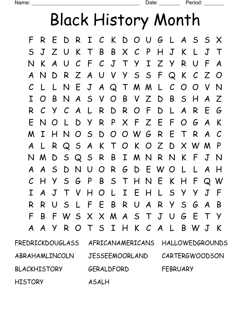 Black History Month Word Search