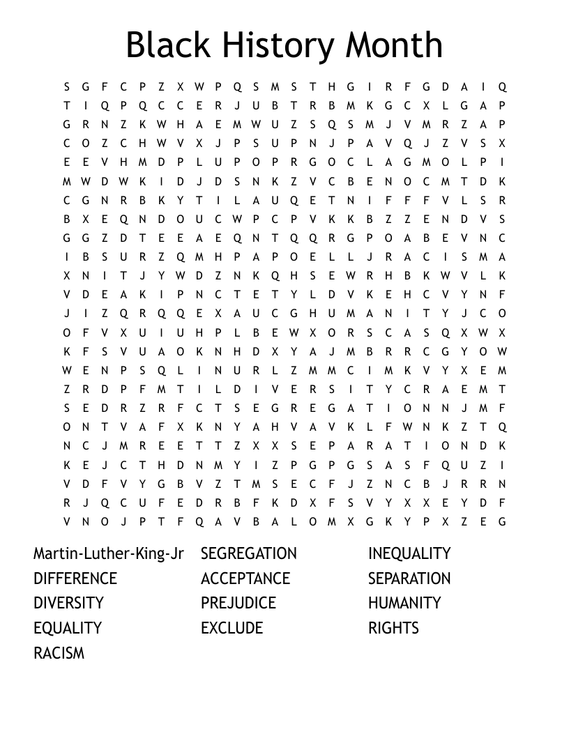 Black History Month Word Search