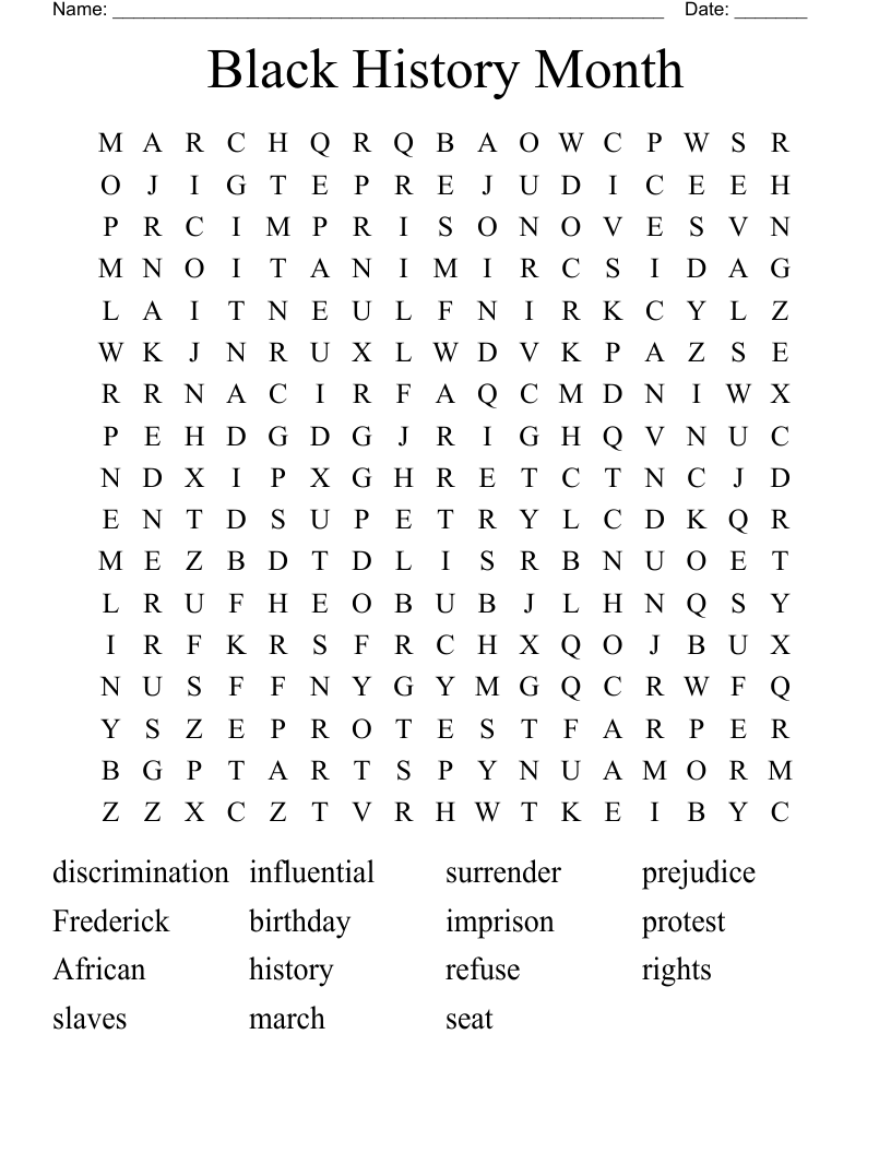 Black History Month Word Search