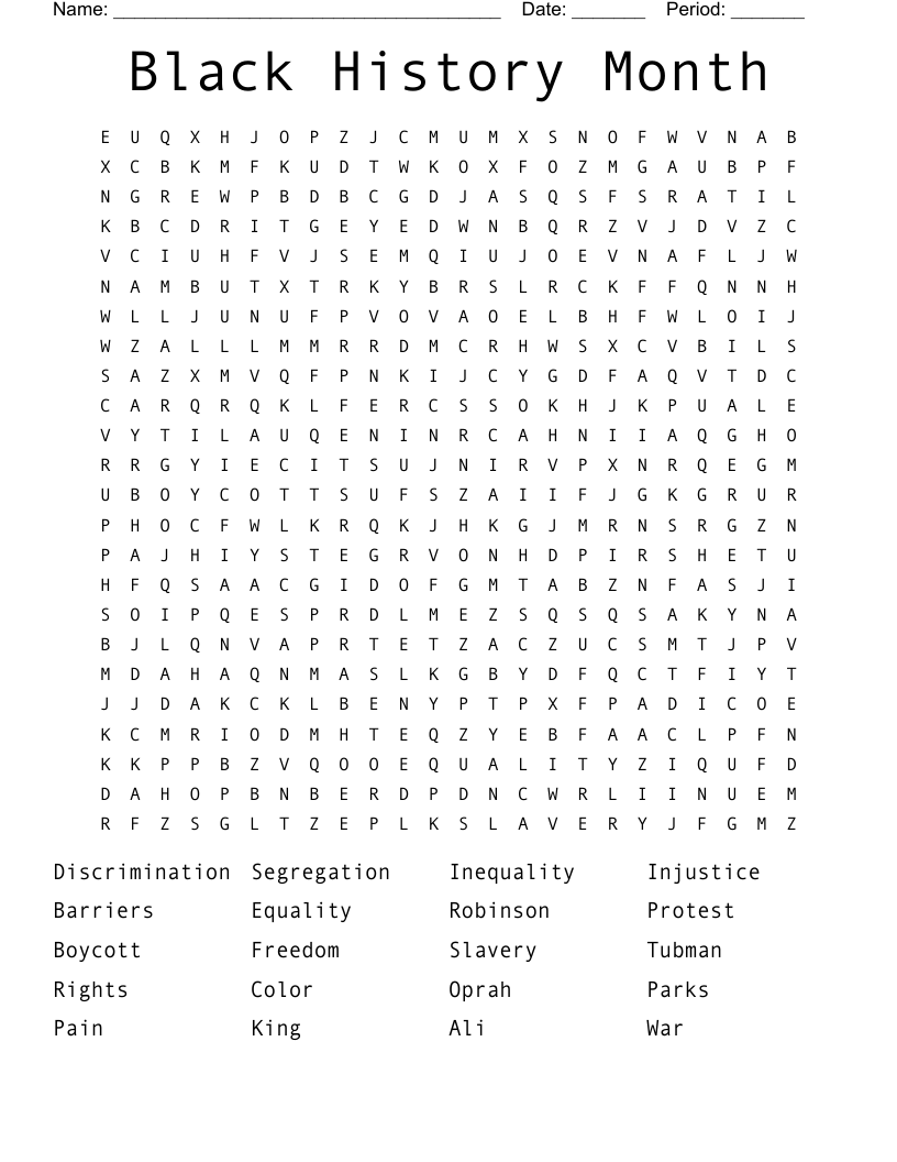 Black History Month Word Search