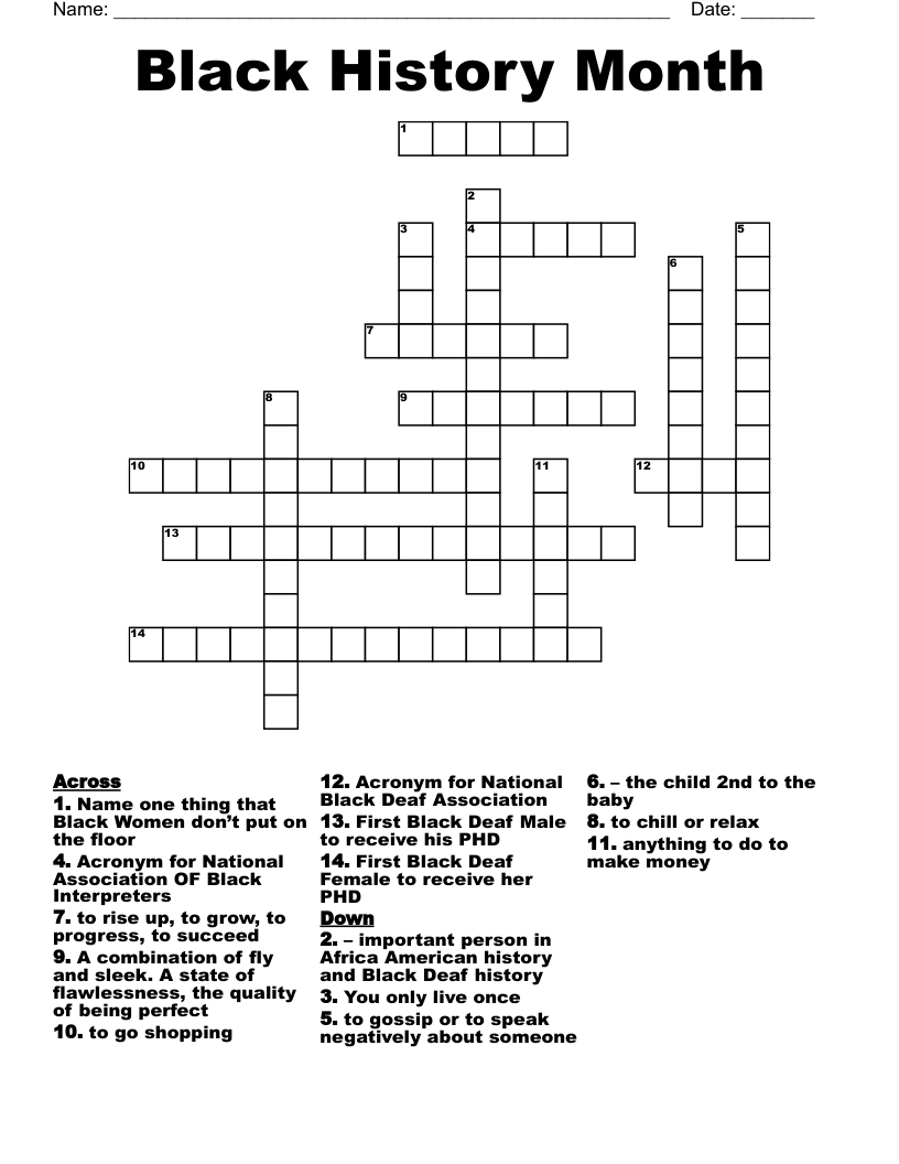 Black History Month Crossword