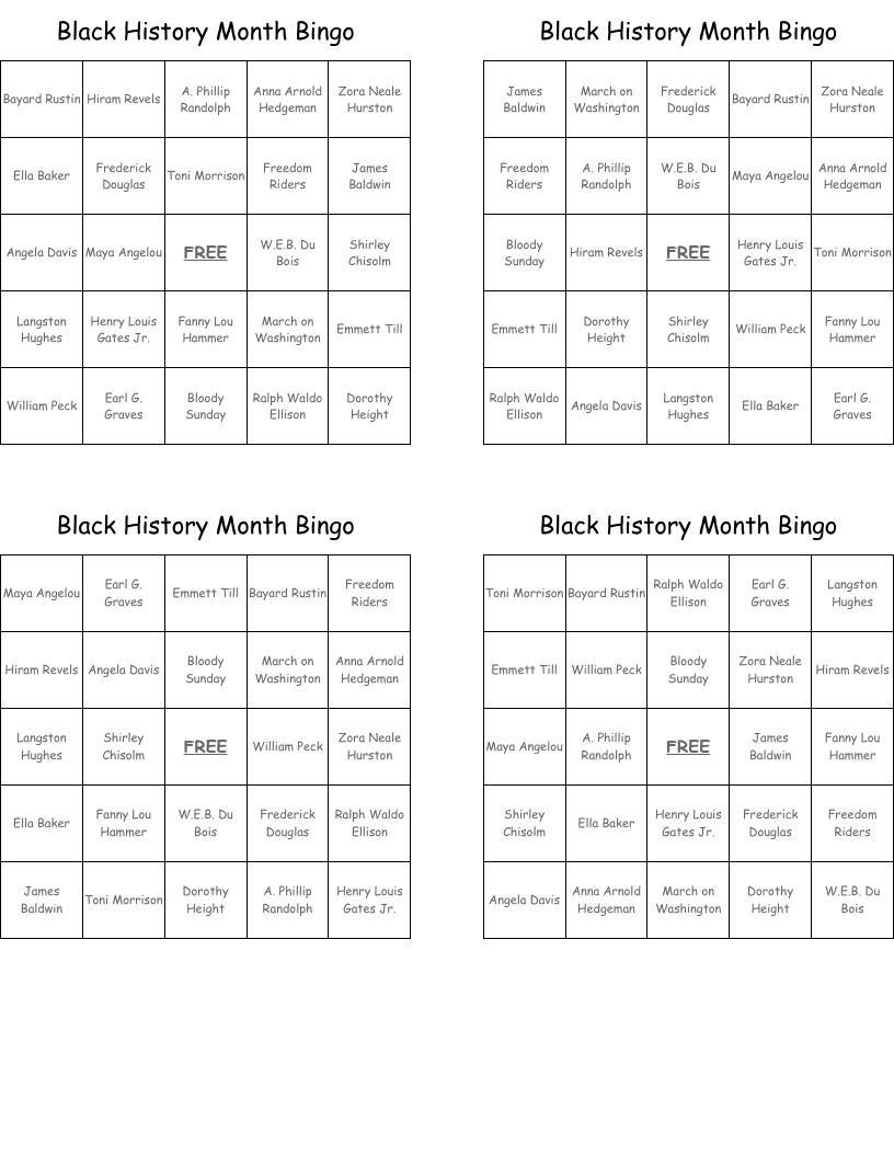 Black History Month Bingo