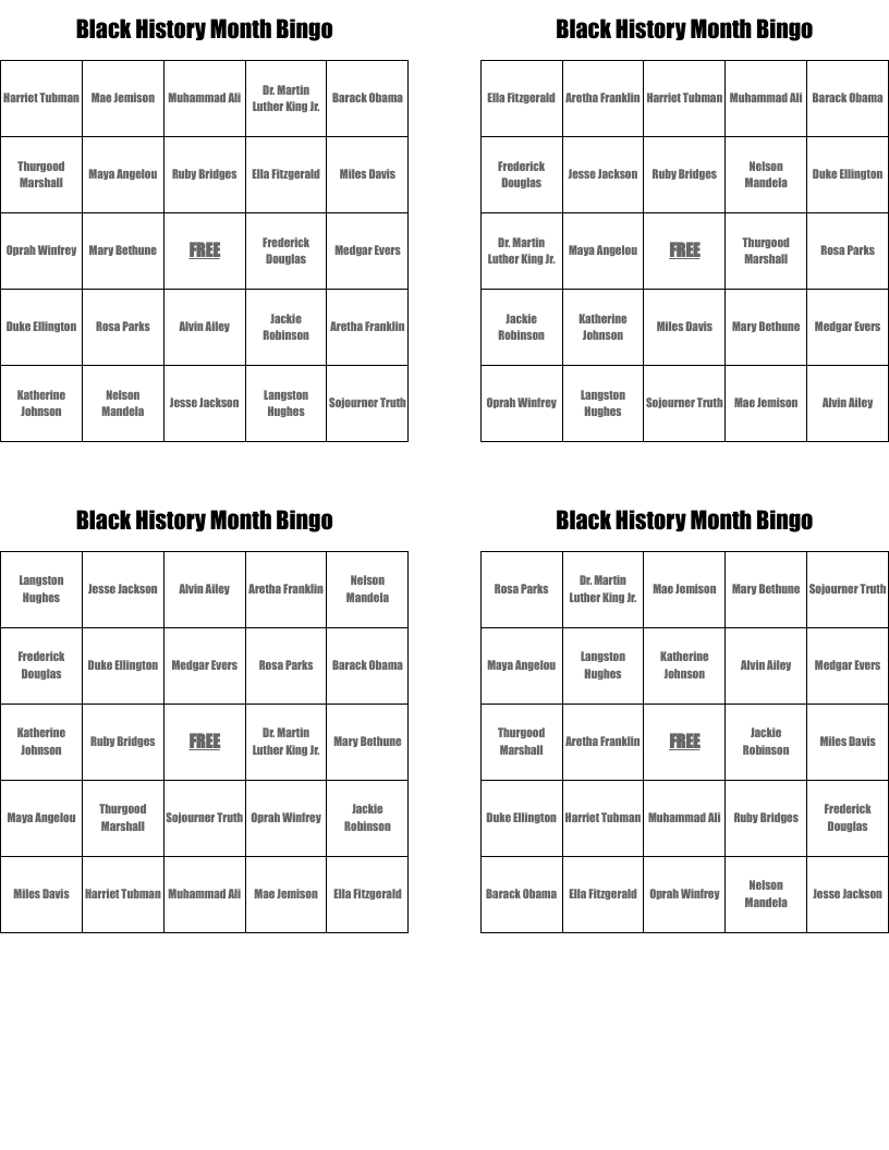 Black History Month Bingo