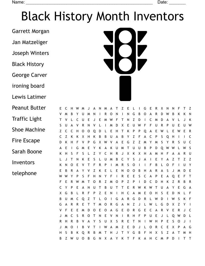 Black History Month Inventors Word Search