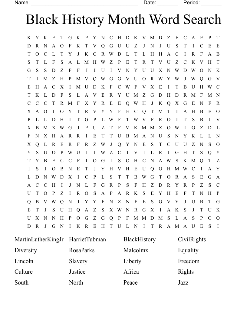 Black History Month Word Search