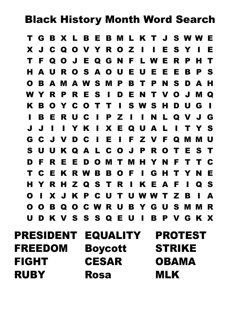 Black History Month Word Search