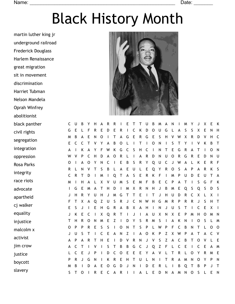 Black History Month  Word Search