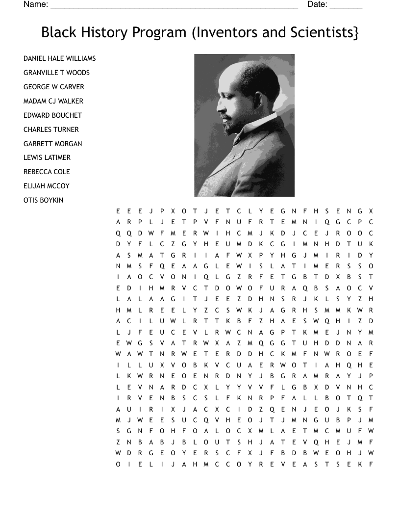 Black History Program (Inventors and Scientists} Word Search