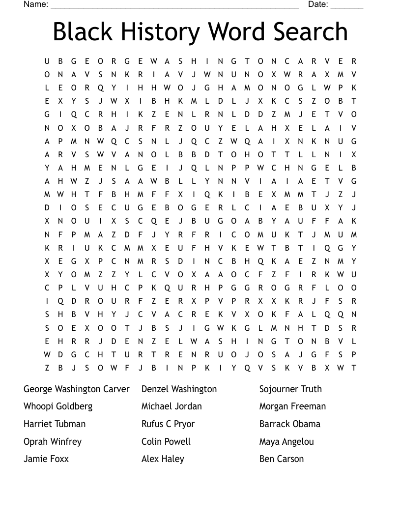 Black History Word Search