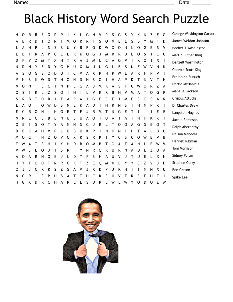 Black History Word Search Puzzle