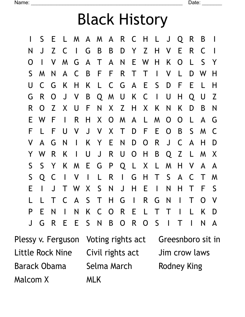 Black History  Word Search