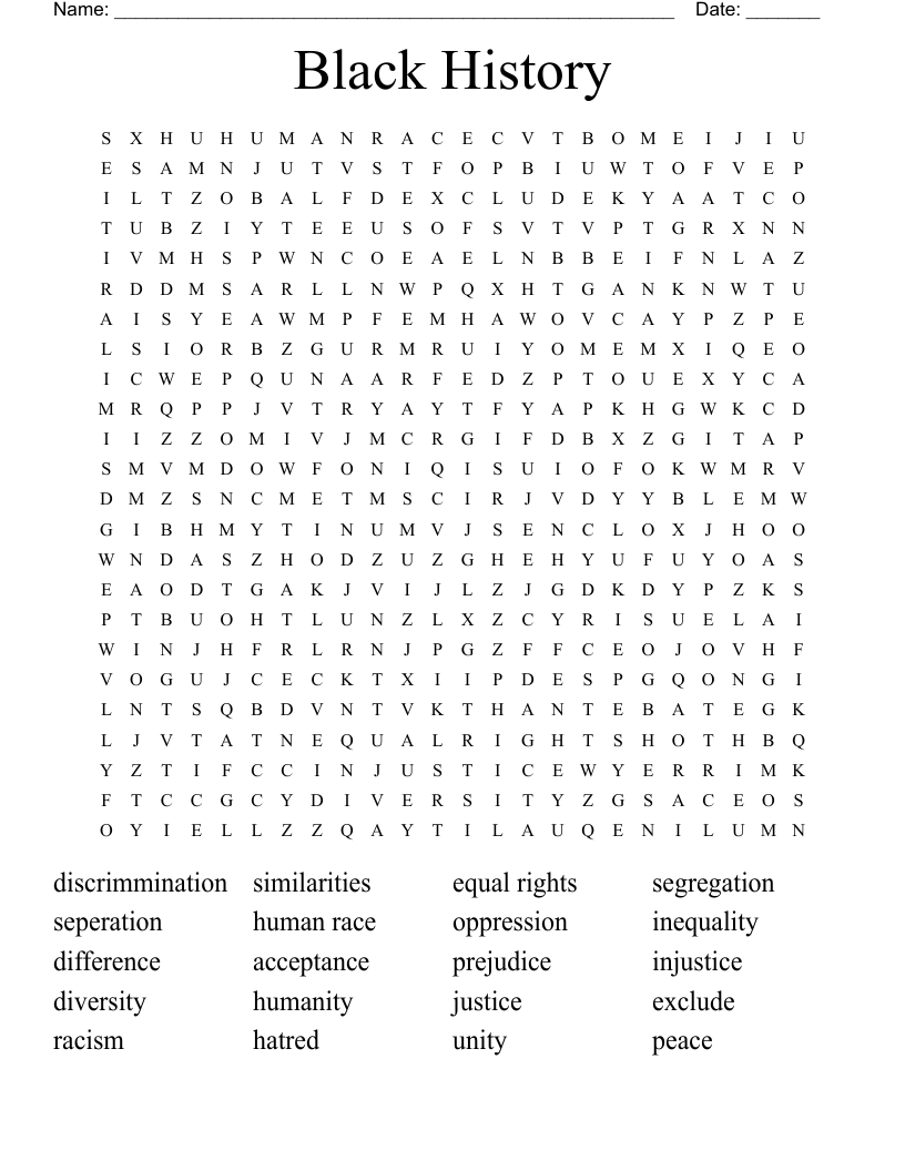 Black History  Word Search