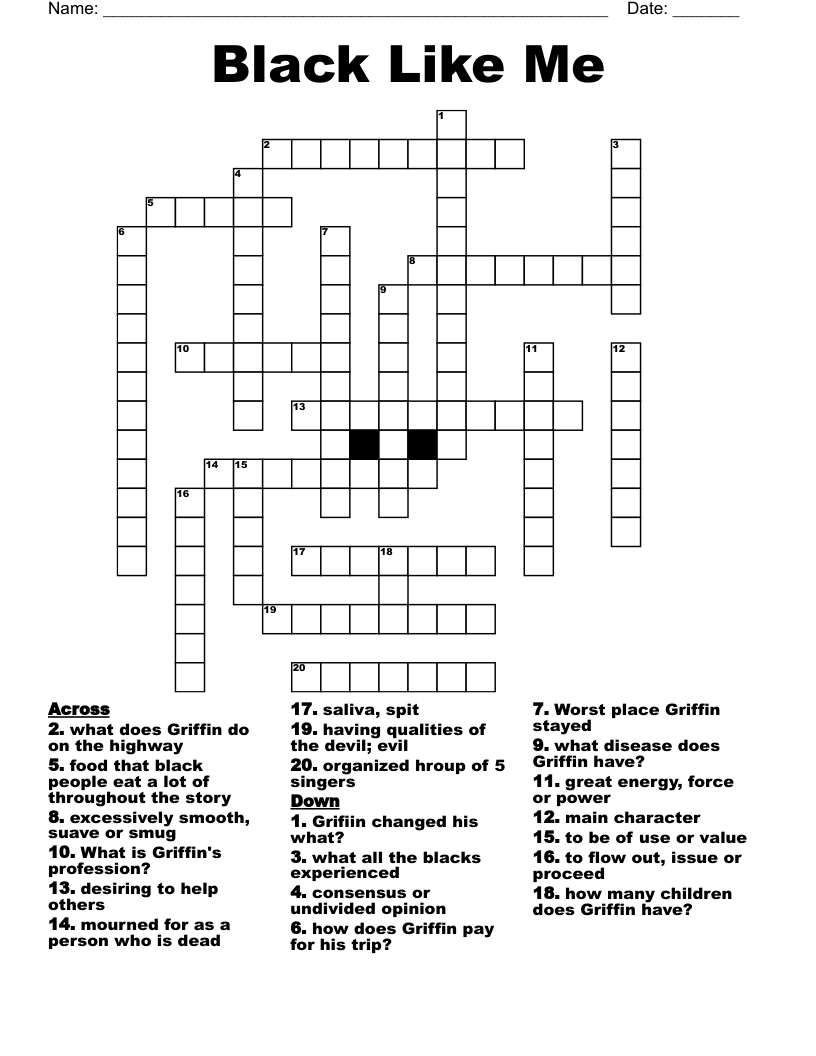 Black Like Me Crossword