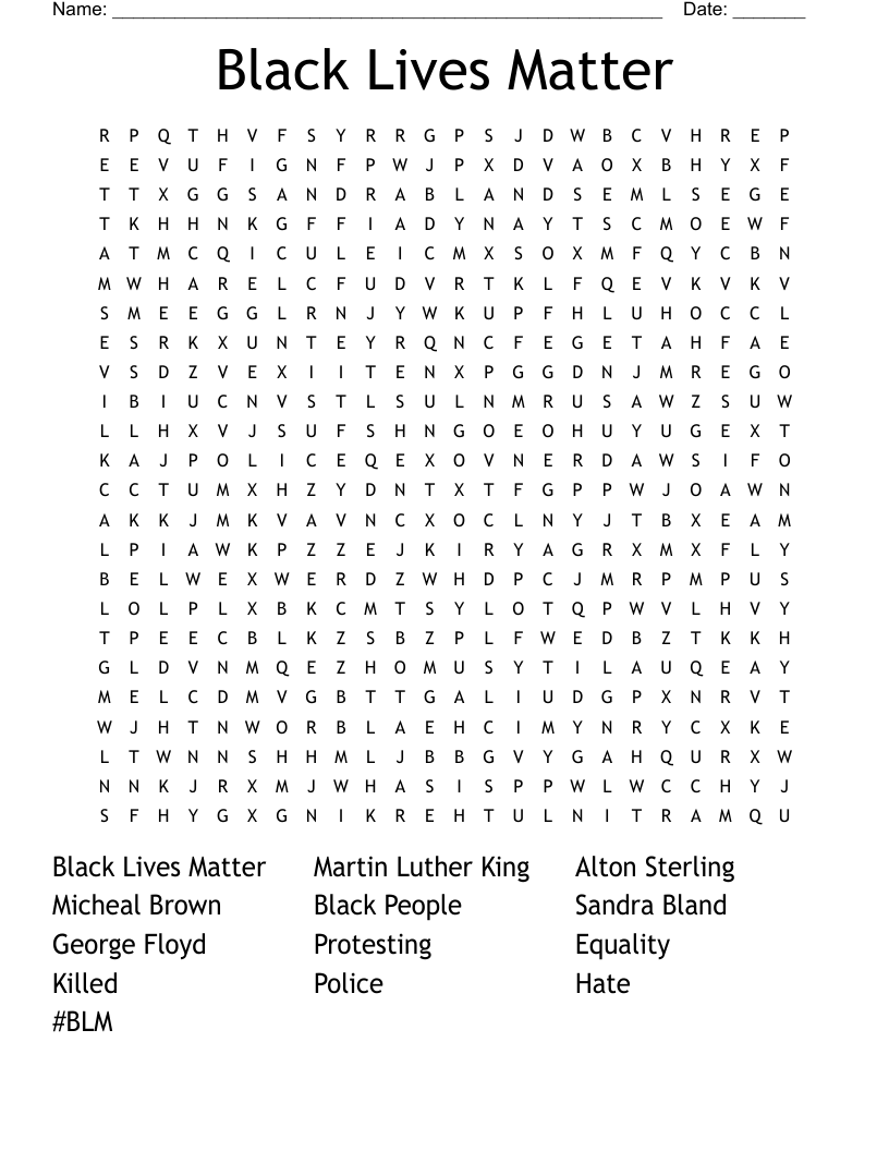 Black Lives Matter Word Search